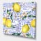 Designart - Lemon Ornament On Blue Geometrical Pattern I - Tropical Canvas Wall Art Print